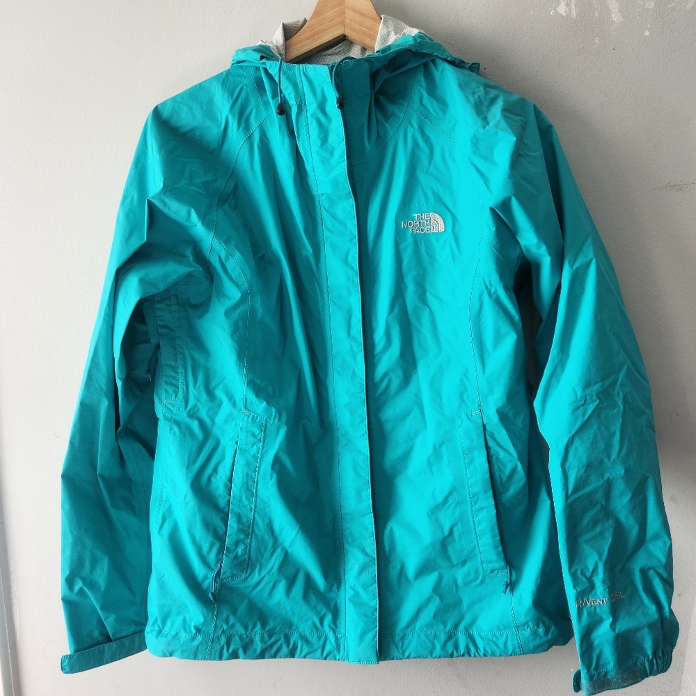 The North Face Hyvent Turquoise Rain Jacket Small